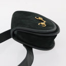 GUCCI Waist Bag Suede Leather Green Gold Auth ka089-5