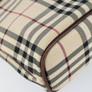 BURBERRY Nova Check Hand Bag Canvas Beige Gold Auth ka090-14