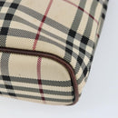 BURBERRY Nova Check Hand Bag Canvas Beige Gold Auth ka090-15