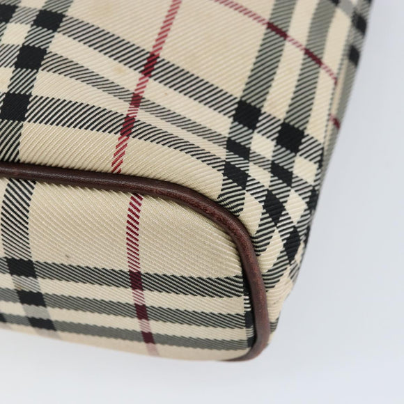 BURBERRY Nova Check Hand Bag Canvas Beige Gold Auth ka090