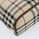BURBERRY Nova Check Hand Bag Canvas Beige Gold Auth ka090-16