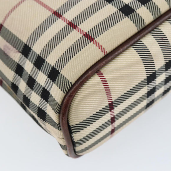 BURBERRY Nova Check Hand Bag Canvas Beige Gold Auth ka090