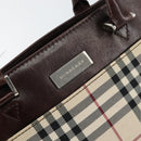 BURBERRY Nova Check Hand Bag Canvas Beige Gold Auth ka090-17