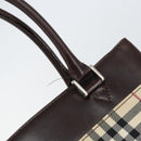 BURBERRY Nova Check Hand Bag Canvas Beige Gold Auth ka090-10