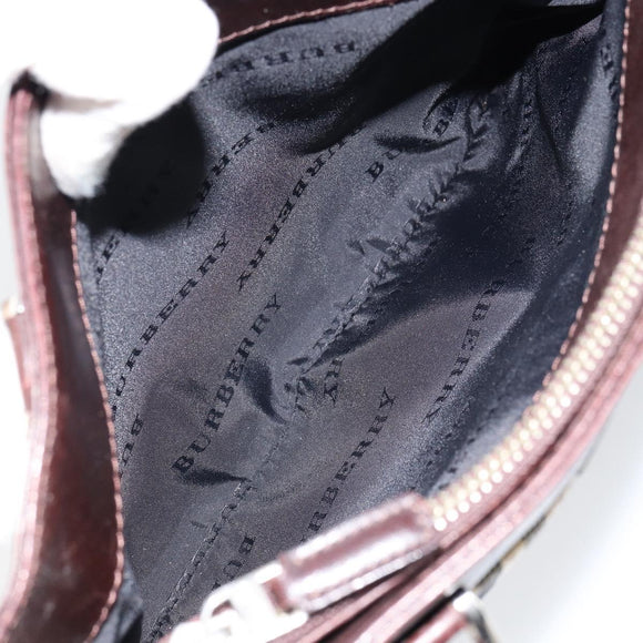 BURBERRY Nova Check Hand Bag Canvas Beige Gold Auth ka090