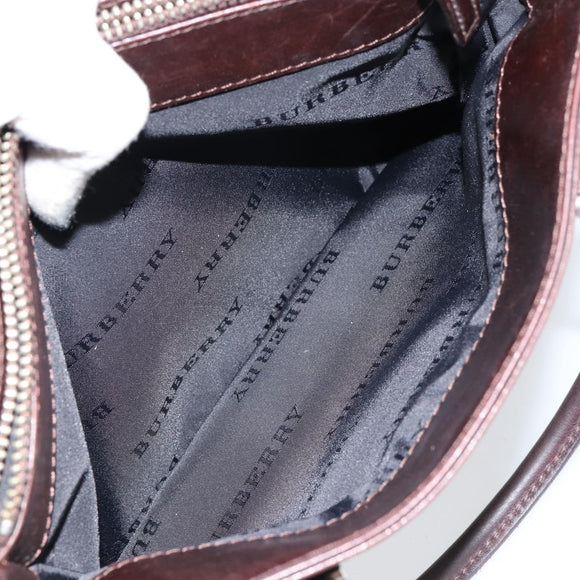 BURBERRY Nova Check Hand Bag Canvas Beige Gold Auth ka090