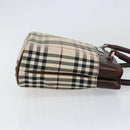 BURBERRY Nova Check Hand Bag Canvas Beige Gold Auth ka090-3