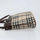 BURBERRY Nova Check Hand Bag Canvas Beige Gold Auth ka090-4