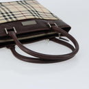 BURBERRY Nova Check Hand Bag Canvas Beige Gold Auth ka090-7