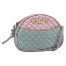 GUCCI Shoulder Bag Lamb Skin Light Blue Gold 534951 Auth ka093-1