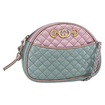 GUCCI Shoulder Bag Lamb Skin Light Blue Gold 534951 Auth ka093