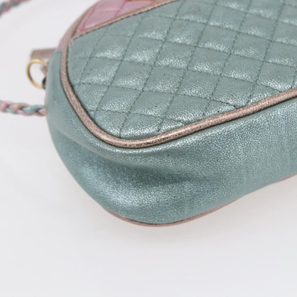 GUCCI Shoulder Bag Lamb Skin Light Blue Gold 534951 Auth ka093