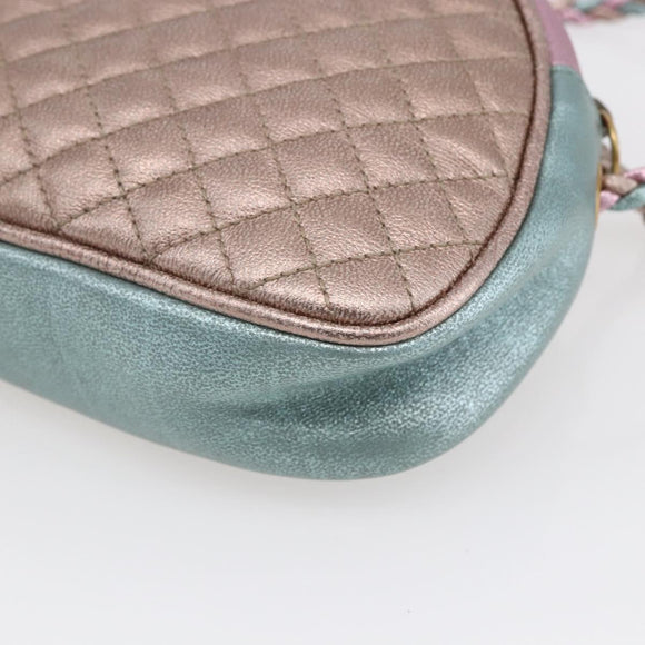 GUCCI Shoulder Bag Lamb Skin Light Blue Gold 534951 Auth ka093