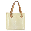 LOUIS VUITTON Monogram Vernis Houston Hand Bag Lime Yellow M91055 LV Auth ka094-1