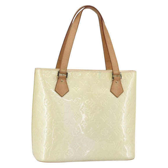 LOUIS VUITTON Monogram Vernis Houston Hand Bag Lime Yellow M91055 LV Auth ka094
