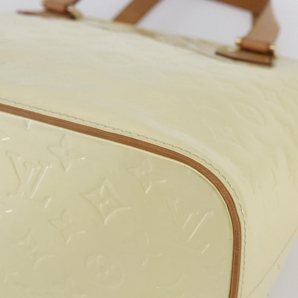 LOUIS VUITTON Monogram Vernis Houston Hand Bag Lime Yellow M91055 LV Auth ka094