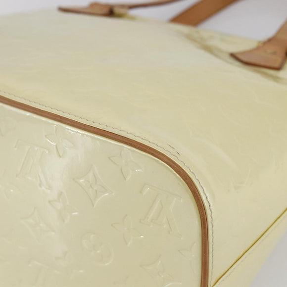 LOUIS VUITTON Monogram Vernis Houston Hand Bag Lime Yellow M91055 LV Auth ka094