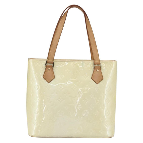 LOUIS VUITTON Monogram Vernis Houston Hand Bag Lime Yellow M91055 LV Auth ka094