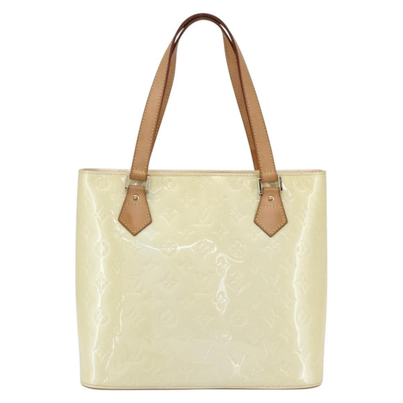 LOUIS VUITTON Monogram Vernis Houston Hand Bag Lime Yellow M91055 LV Auth ka094