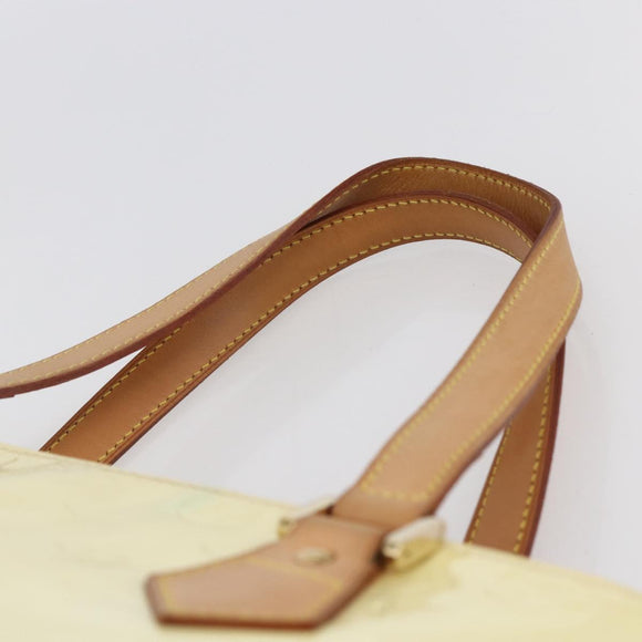 LOUIS VUITTON Monogram Vernis Houston Hand Bag Lime Yellow M91055 LV Auth ka094