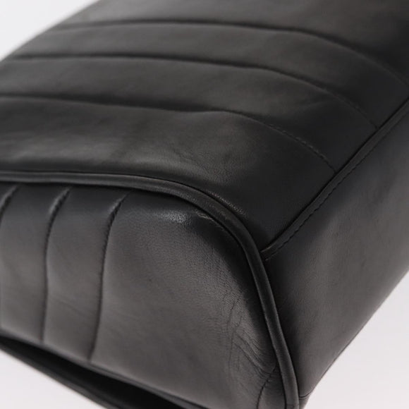 CHANEL New Mademoiselle Shoulder Bag Lamb Skin Black Silver CC Auth ka096V