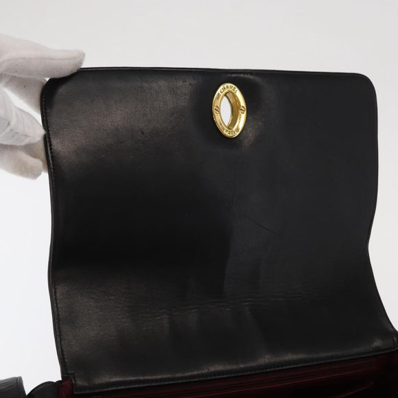 CHANEL New Mademoiselle Shoulder Bag Lamb Skin Black Silver CC Auth ka096V