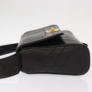 CHANEL New Mademoiselle Shoulder Bag Lamb Skin Black Silver CC Auth ka096V-4