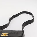 CHANEL New Mademoiselle Shoulder Bag Lamb Skin Black Silver CC Auth ka096V-8