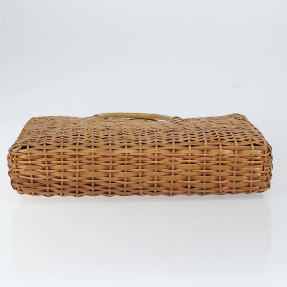 FENDI Hand Bag Rattan Brown Gold Auth ka098