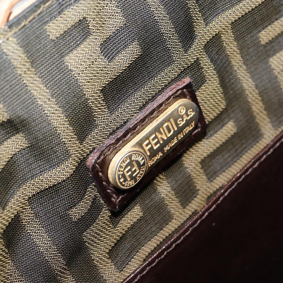 FENDI Hand Bag Rattan Brown Gold Auth ka098