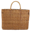 FENDI Hand Bag Rattan Brown Gold Auth ka098-13