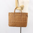FENDI Hand Bag Rattan Brown Gold Auth ka098-22