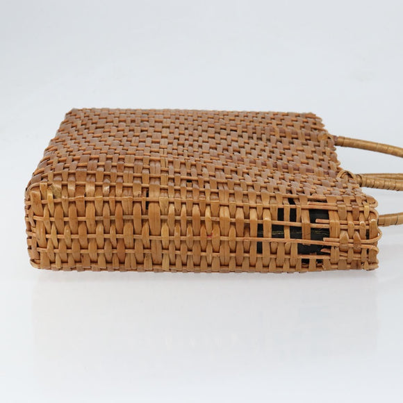 FENDI Hand Bag Rattan Brown Gold Auth ka098