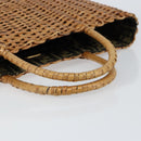 FENDI Hand Bag Rattan Brown Gold Auth ka098-9