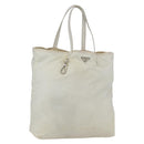 PRADA Tote Bag Nylon White Silver Auth ka1005-1