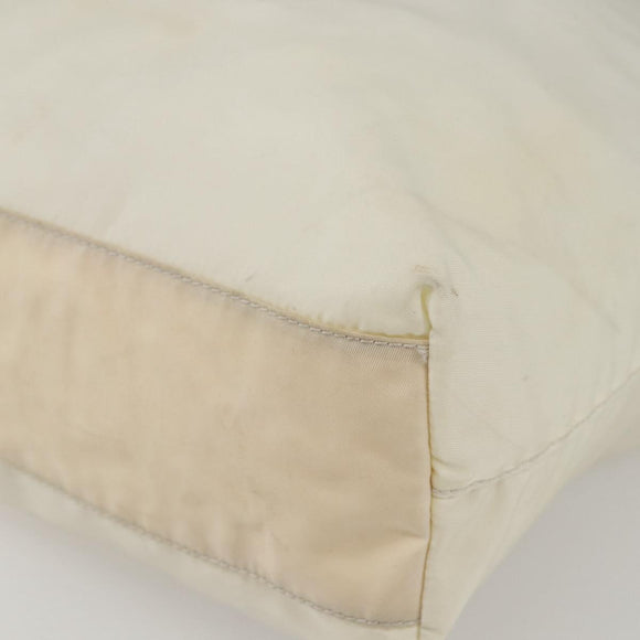 PRADA Tote Bag Nylon White Silver Auth ka1005