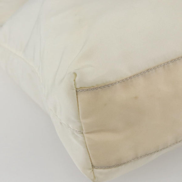 PRADA Tote Bag Nylon White Silver Auth ka1005