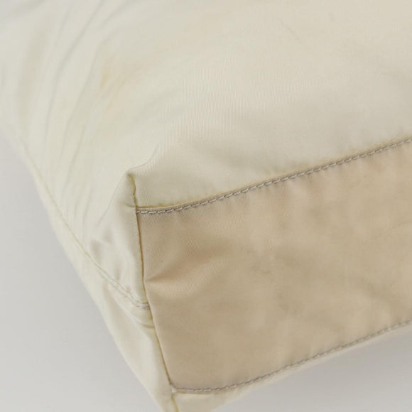 PRADA Tote Bag Nylon White Silver Auth ka1005