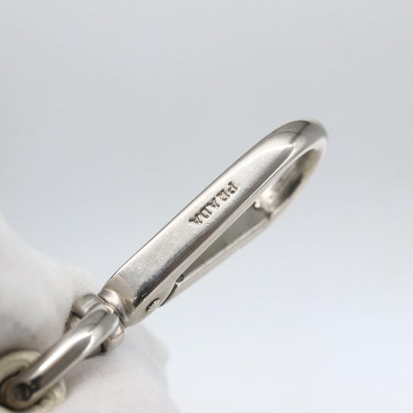 PRADA Tote Bag Nylon White Silver Auth ka1005