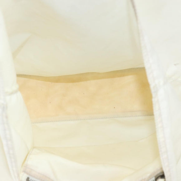 PRADA Tote Bag Nylon White Silver Auth ka1005