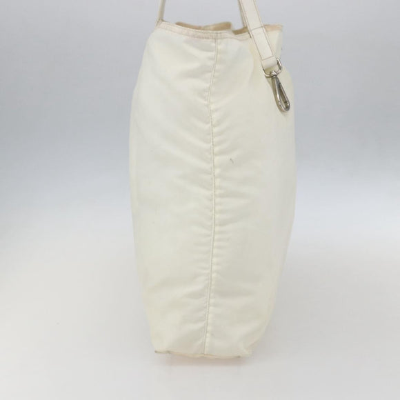 PRADA Tote Bag Nylon White Silver Auth ka1005