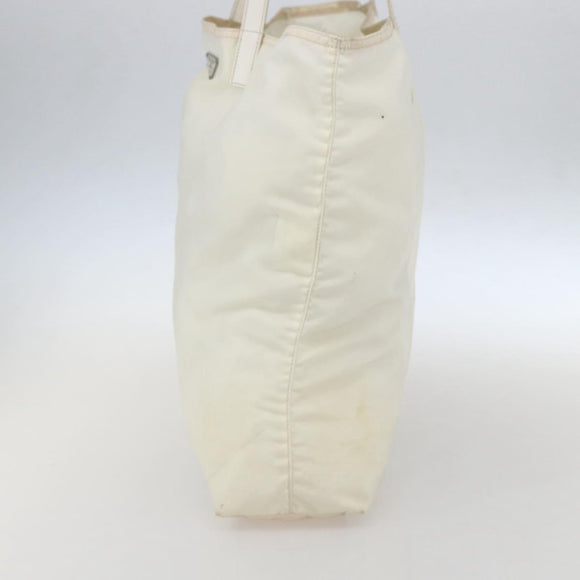 PRADA Tote Bag Nylon White Silver Auth ka1005