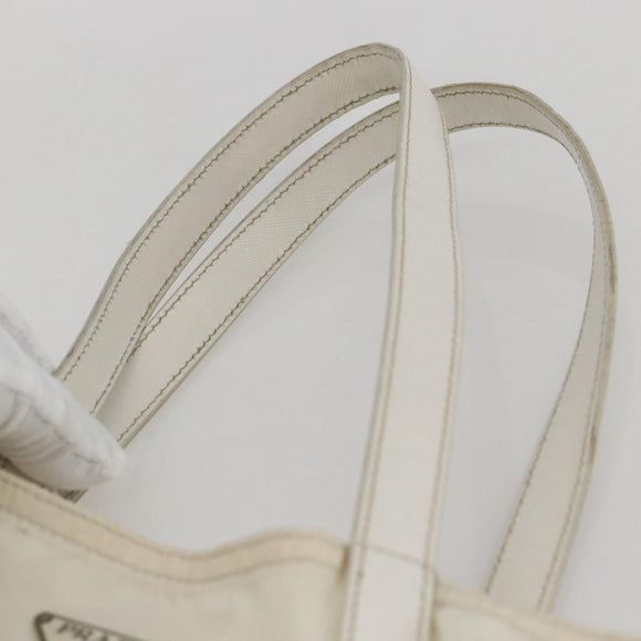 PRADA Tote Bag Nylon White Silver Auth ka1005