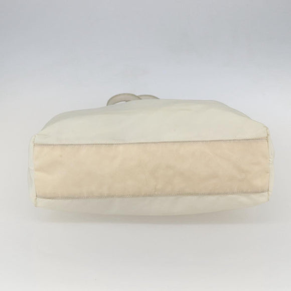 PRADA Tote Bag Nylon White Silver Auth ka1005