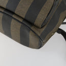 FENDI Pecan Canvas Backpack PVC Brown Black gold Auth ka1008-15