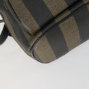 FENDI Pecan Canvas Backpack PVC Brown Black gold Auth ka1008-16