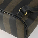 FENDI Pecan Canvas Backpack PVC Brown Black gold Auth ka1008-17