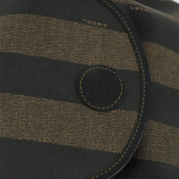 FENDI Pecan Canvas Backpack PVC Brown Black gold Auth ka1008