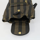 FENDI Pecan Canvas Backpack PVC Brown Black gold Auth ka1008-10