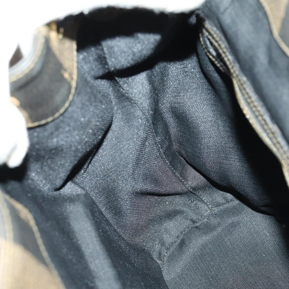 FENDI Pecan Canvas Backpack PVC Brown Black gold Auth ka1008